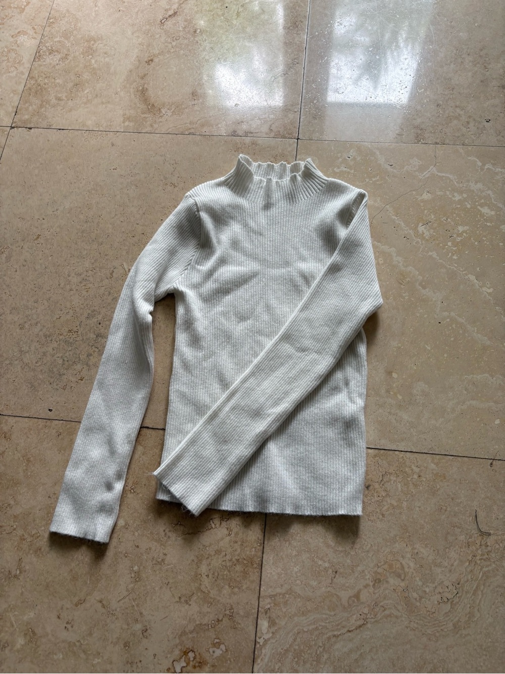 Ribbed Mock Neck Sweater - Cream